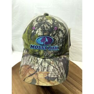 Mossy‎ Oak Hat Cap Camouflage And Purple Adult Trucker Mesh Strapback New